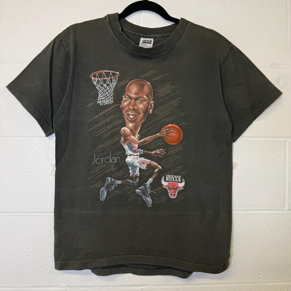 Vintage 90s Michael Jordan Chicago Bulls Caricature T-Shirt L Salem Sportswear